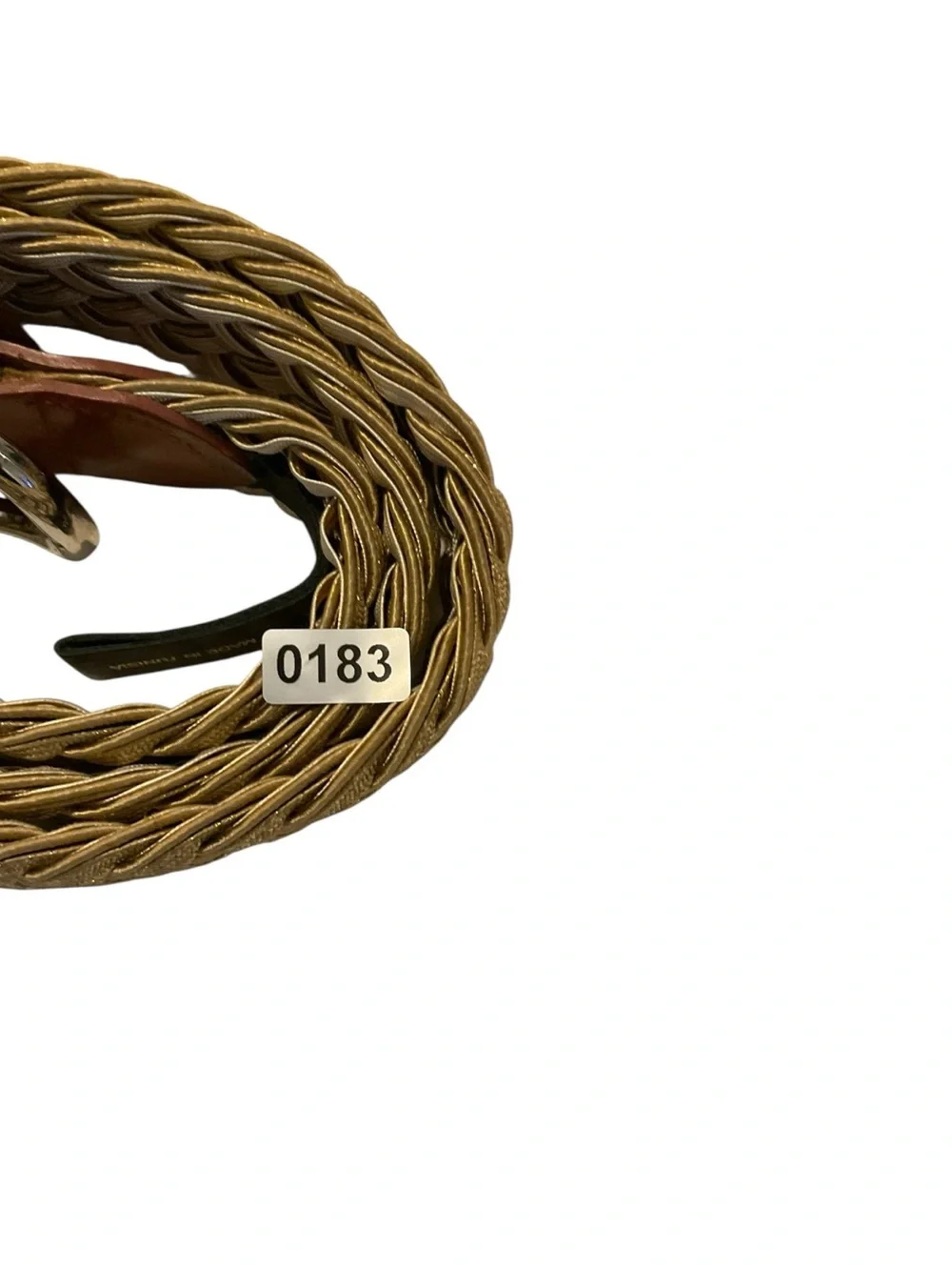 A.P.C. Braided Beige Belt with Brown Leather Trim